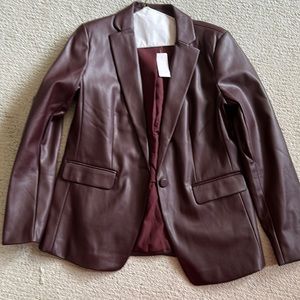 Burgundy leather blazer